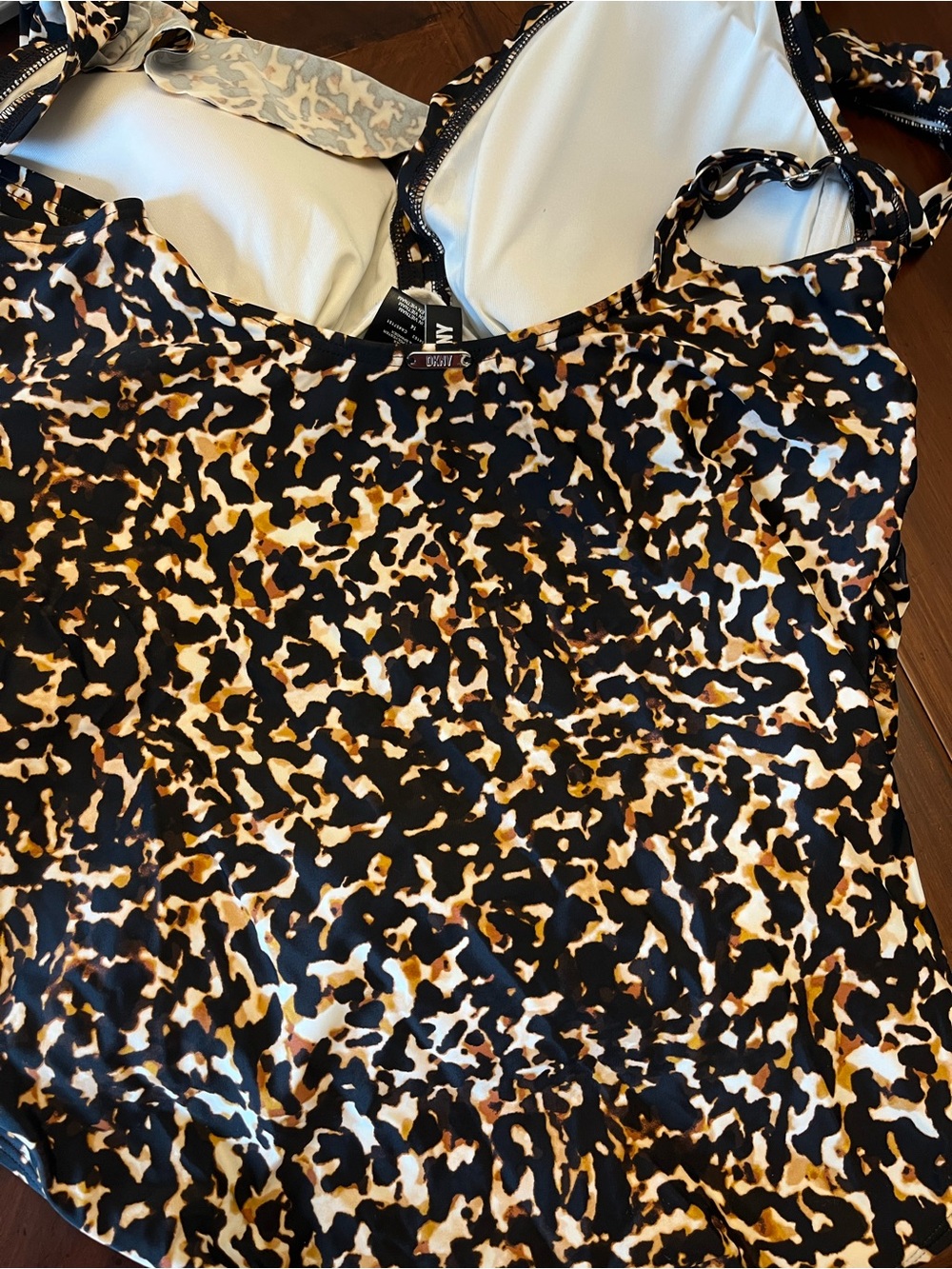 Dkny Leopard-Print One-Piece Swimsuit - Black, Brown & Cream - Picture 3 of 5
